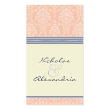 Charming Damask Wedding Web Card (pink/grey) Business Card Templates