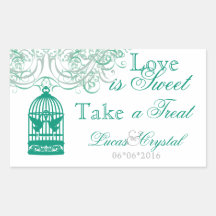 Charming Green Birdcage Candy Buffet Sticker