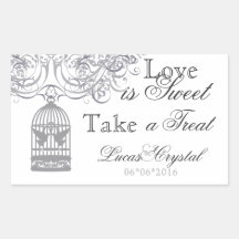 Charming Grey Birdcage Candy Buffet Sticker