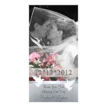 Charming Grey Thank You Photo Cards