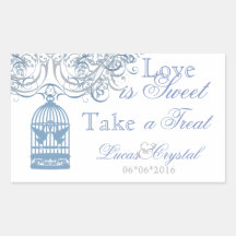 Charming Lt Blue Birdcage Candy Buffet Sticker