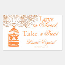 Charming Orange Birdcage Candy Buffet Sticker