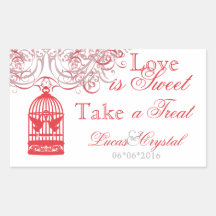 Charming Red Birdcage Candy Buffet Sticker