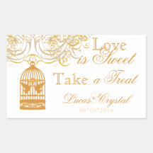 Charming Saffron Birdcage Candy Buffet Sticker