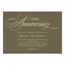 Charming Script Anniversary Invitation - Golden