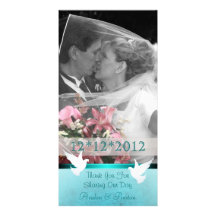 Charming Teal Thank You Photo Cards