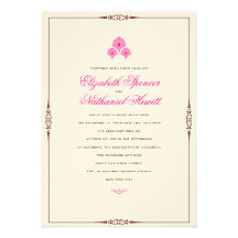 Charming Tiles Wedding Invitation Brown Pink