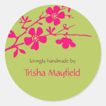 Chartreuse and Fusia Blossoms Personalised Labels Stickers