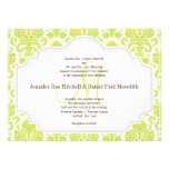 Chartreuse Damask Grey White Wedding Invitations invitations