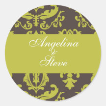 Chartreuse damask stickers