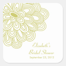 Chartreuse Floral Flowers Bridal Shower Favour Stickers