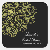 Chartreuse Floral Flowers Bridal Shower Favour Sticker