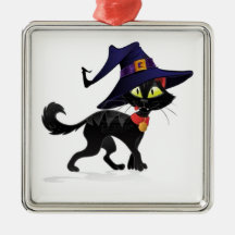 Chat noir Halloween Christmas Ornament