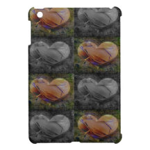 Checkered Heart Image in Peach and Grey Case For The iPad Mini
