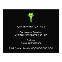 Cheeky Green Snake Cartoon on Black Custom Invite