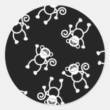 Cheeky Monkey b/w Stickers