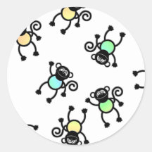 Cheeky Monkey colour Round Sticker