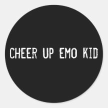 cheer up emo kid round stickers