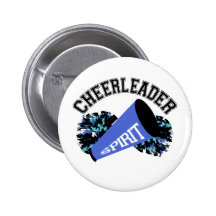 Cheerleader Blue Pinback Buttons