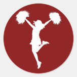 Cheerleader Cheerleading Outline Art by Al Rio Round Stickers
