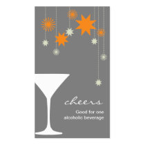 Cheers cocktail drink ticket new year party event business cards