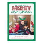 Cheery Merry Christmas Card (Green / Burgandy) Announcements