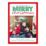 Cheery Merry Christmas Card (Red / Green) Personalized Invitation
