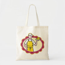 Cheesemaker Holding Plate of Cheese Canvas Bags