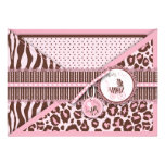 Cheetah Girl Card Pink C2 Personalized Invitations