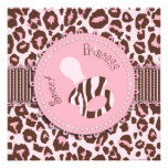 Cheetah Girl Square Pink B Personalized Invitation