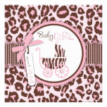 Cheetah Girl Square Pink D Custom Invitations