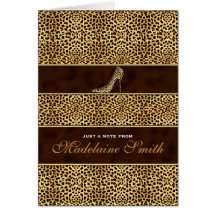 Cheetah Print Personalised Deluxe Note Card