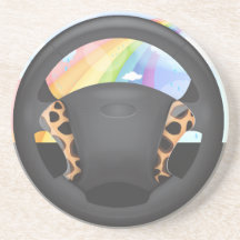 Cheetah  Print Steering Wheel Drink Coasters