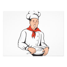 Chef Cook Baker Mixing Bowl Cartoon Personalized Announcements