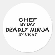 Chef Deadly Ninja by Night Round Stickers