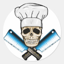 Chef_Skull_C1 Round Stickers