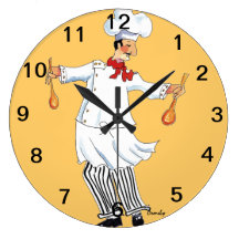 Chef Tossing Wall Clock
