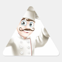 Chef with burger stickers