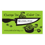 Chef's knife sliced onion chef cooking biz cards business cards