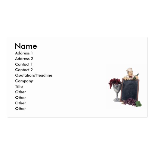 ChefWineMenu, Name, Address 1, Address 2, Conta... Business Cards