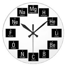 Chemical Elements Fun Nerdy Round Clock