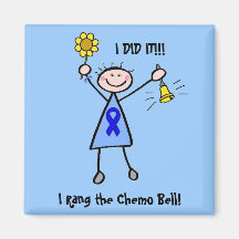 Chemo Bell - Blue Ribbon Woman Fridge Magnets