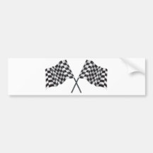 chequered cross flags bumper sticker