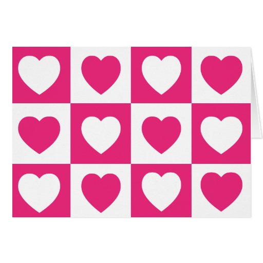 Chequered Hearts - Hot Pink Card