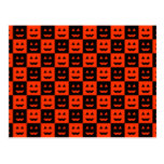 Chequered Pumpkin Face Post Card