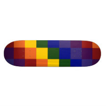 Chequered Rainbow Custom Skate Board