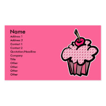 cherries and hearts cupcakes, Name, Address 1, ... Business Card Template