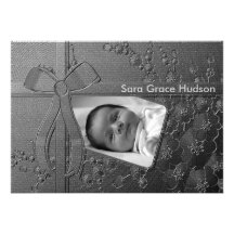 Cherry Blossom Black and White Birth Announcement