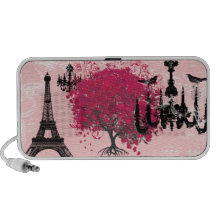 Cherry Blossom Black Chandeliers Eiffel Tower iPhone Speakers