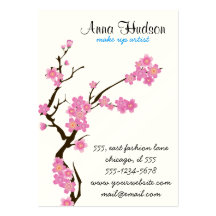 Cherry Blossom Branch Pink, White Business Card Templates